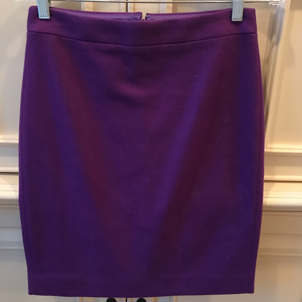 J Crew Purple Wool Pencil Skirt